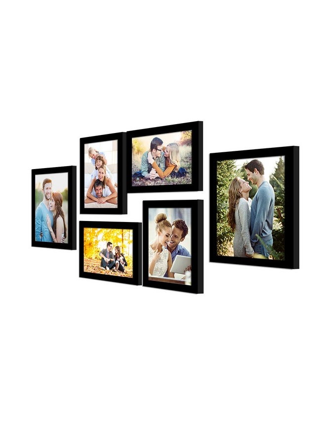 Art Street Photo Frame Wall Set Of 6 Black Rectangular Picture Frame For Home And Office Decoration Size -5X7,6X8 Inches Eco Series(Aspwteco23271),Medium Density Fibreboard;Synthetic Wood;Plexiglass