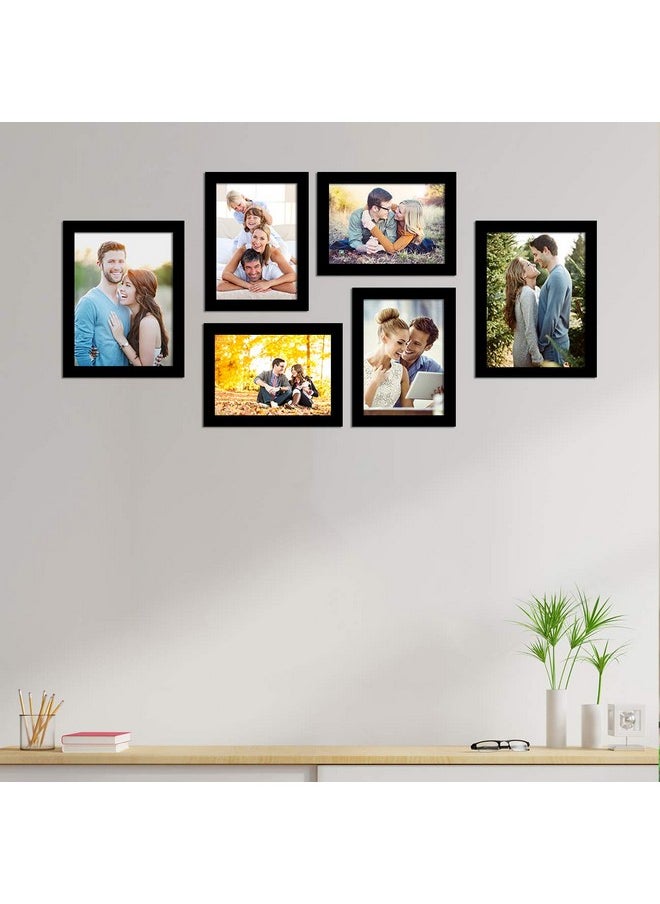 Art Street Photo Frame Wall Set Of 6 Black Rectangular Picture Frame For Home And Office Decoration Size -5X7,6X8 Inches Eco Series(Aspwteco23271),Medium Density Fibreboard;Synthetic Wood;Plexiglass