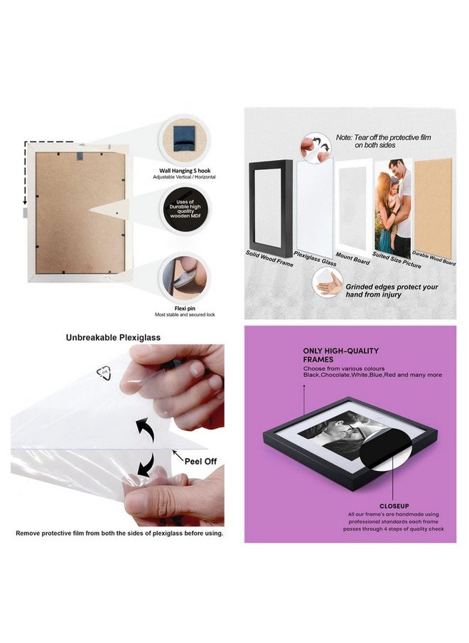Art Street A4 Document Photo Frame set of 3 Black Photo Frames for Home and Office decoration (Photo Size 8 x 12 Inches)