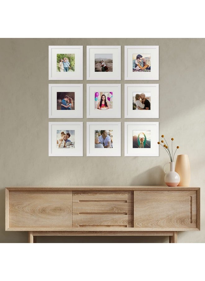 Art Street Photo Frames for Home Décor Set of 9 White Wall Photo Frames for Living Room Decoration (Size - 8 x 8 Inches)