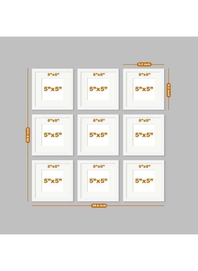 Art Street Photo Frames for Home Décor Set of 9 White Wall Photo Frames for Living Room Decoration (Size - 8 x 8 Inches)