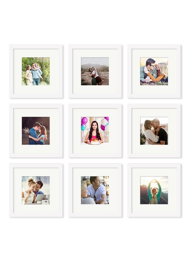 Art Street Photo Frames for Home Décor Set of 9 White Wall Photo Frames for Living Room Decoration (Size - 8 x 8 Inches)