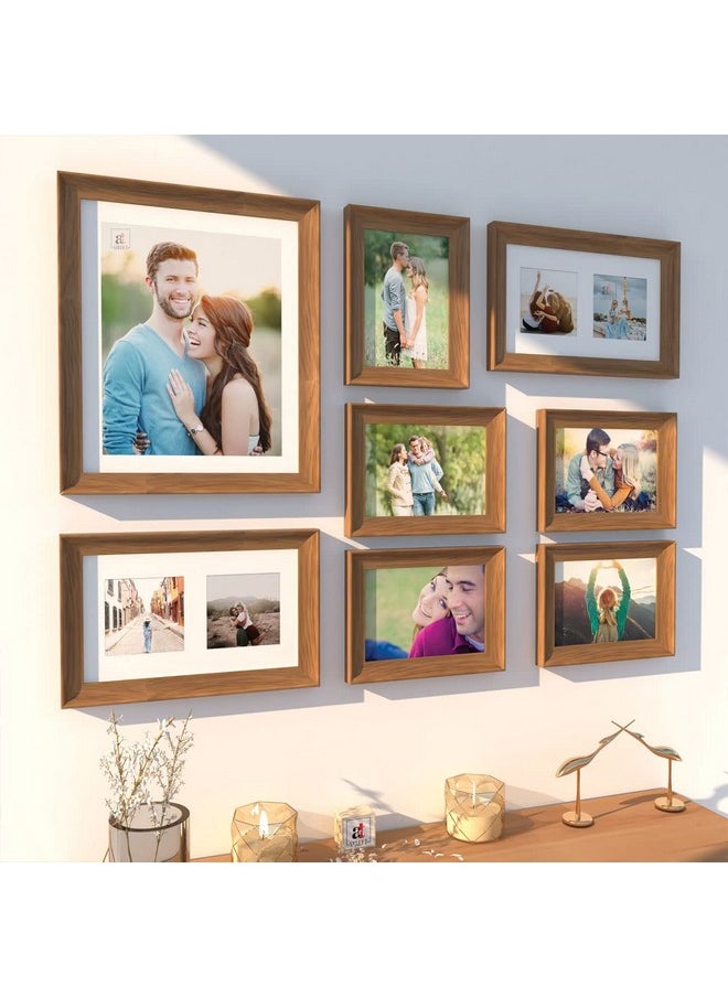 Art Street Set of 8 Wall Photoframes for Home Décor 3D-Timeline Rectangular Photo Frames for Wall and Living Room Decoration (10x12, 6x10, 5x7 Inchs, Natural Brown)