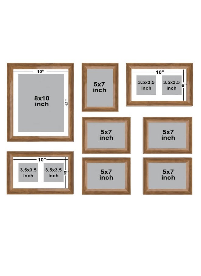 Art Street Set of 8 Wall Photoframes for Home Décor 3D-Timeline Rectangular Photo Frames for Wall and Living Room Decoration (10x12, 6x10, 5x7 Inchs, Natural Brown)