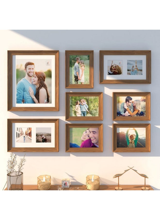 Art Street Set of 8 Wall Photoframes for Home Décor 3D-Timeline Rectangular Photo Frames for Wall and Living Room Decoration (10x12, 6x10, 5x7 Inchs, Natural Brown)