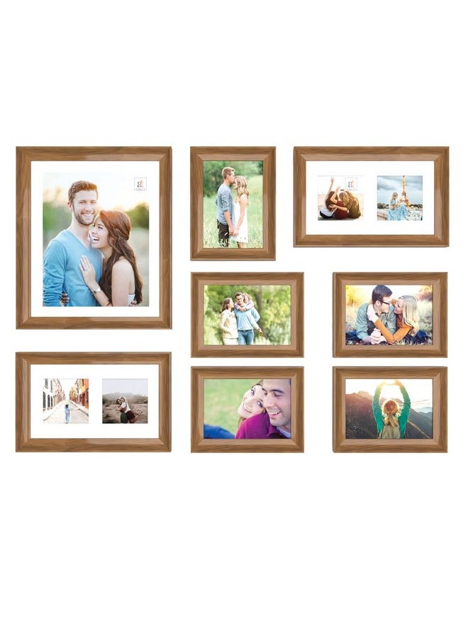Art Street Set of 8 Wall Photoframes for Home Décor 3D-Timeline Rectangular Photo Frames for Wall and Living Room Decoration (10x12, 6x10, 5x7 Inchs, Natural Brown)