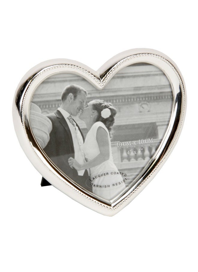 Oaktree Gifts Silver Plated Heart Alloy Photo Frame 4 x 4