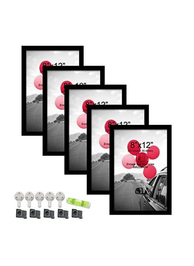 Art Street A4 Size Photo Frame for Wall Set of 5 Black Picture Frame for Home and Office Decoration, Size -8x12 Inches