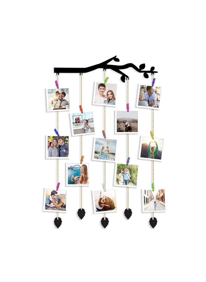 Art Street Branch Shape MDF Photo Frame Collage/Hanging Photo Frame Collage Mdf Plaque- Black - Size - 18.5 x 32 inchs