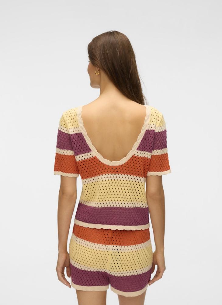 VMTRUE S/S DEEP BACK CROCHET TOP EXP