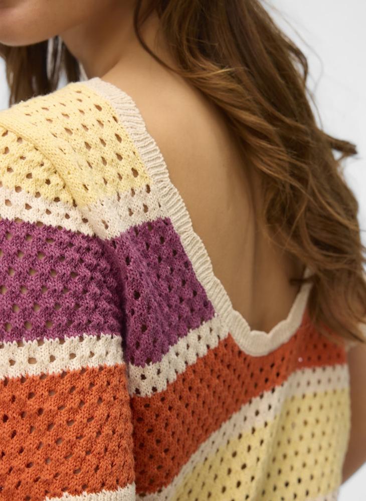 VMTRUE S/S DEEP BACK CROCHET TOP EXP