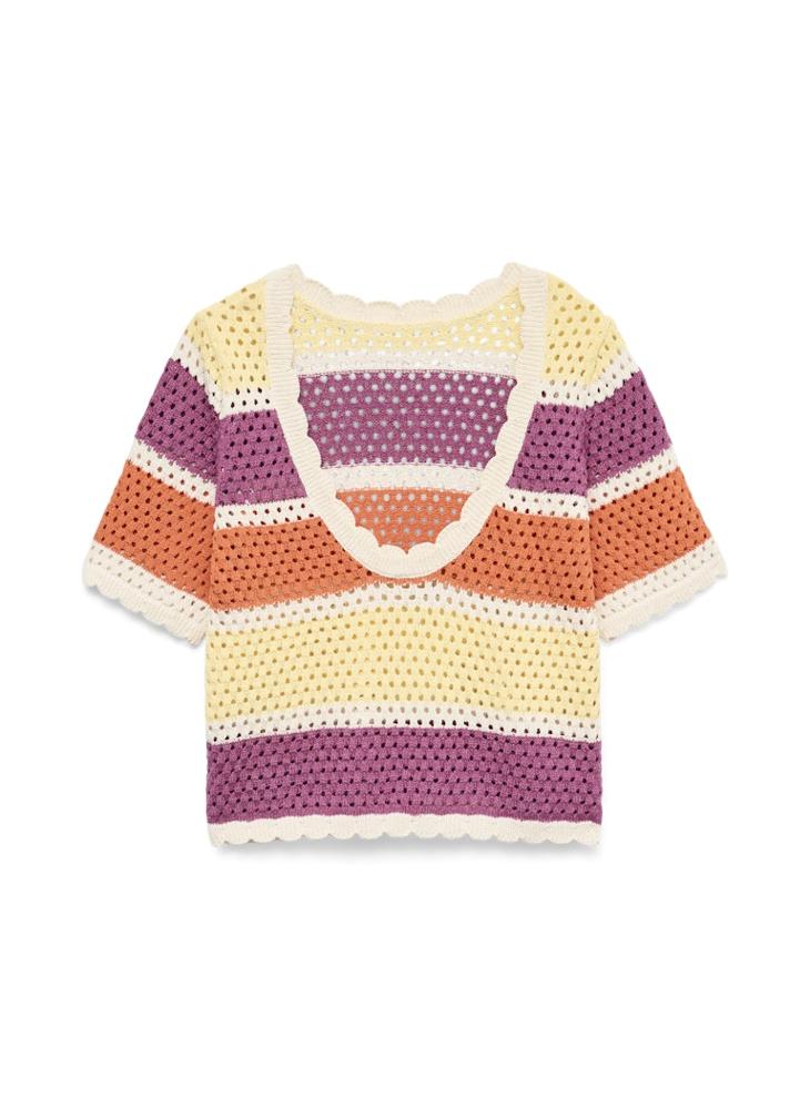 VMTRUE S/S DEEP BACK CROCHET TOP EXP