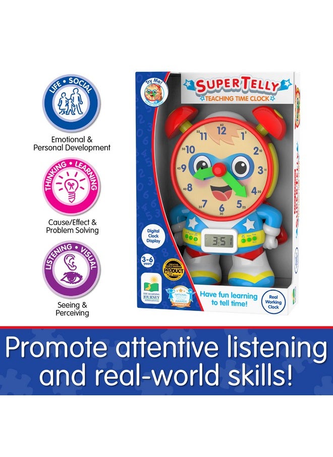 The Learning Journey - Super Telly Teaching Time Clock - Primary Color - Telling Time Teaching Clock - Toddler Toys & Gifts for Boys & Girls Ages 3 Years and Up - Award Winning Toys