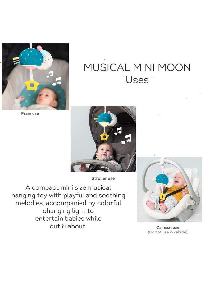 Taf Toys Musical Mini Moon, On-The-Go Pull Down Hanging Music and Lights Infant Toy | Parent and Baby’s Travel Companion, Soothe Baby, Keeps Baby Relaxed While Strolling, for Newborns and Up