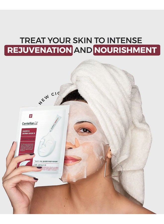 CENTELLIAN 24 Madeca Derma Face Mask (Intensive, 10pc) - Soothing Cotton Sheet Mask for Sensitive, All Skin Types, 24-Hour Hydration. Premium Korean Skin Care. TECA, Centella Asiatica, Madecassoside