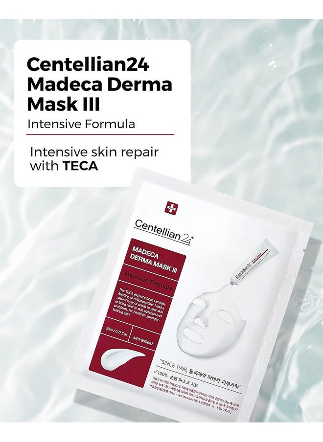CENTELLIAN 24 Madeca Derma Face Mask (Intensive, 10pc) - Soothing Cotton Sheet Mask for Sensitive, All Skin Types, 24-Hour Hydration. Premium Korean Skin Care. TECA, Centella Asiatica, Madecassoside