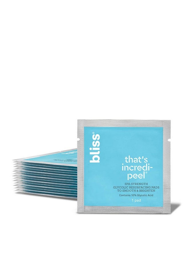 Bliss That's Incredi-Peel Glycolic Resurfacing Facial Pads - 15 ct - Single-Step Pads for Exfoliating and Brightening - Targets Fine Lines and Discoloration - Travel-Friendly - Vegan & Cruelty-Free