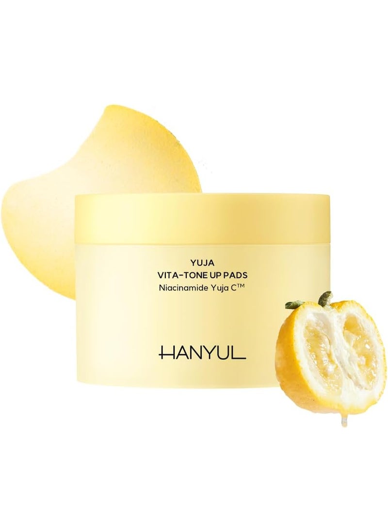 HANYUL Yuja (Yuzu) Vita Tone Up Apple Zone Toner Pads | 2 in 1 Daily Skin Brightening with Vitamin C, Patch for Under Eye, Dark Spot Correction, Vegan Certified, Korean Skincare, 60 Sheets