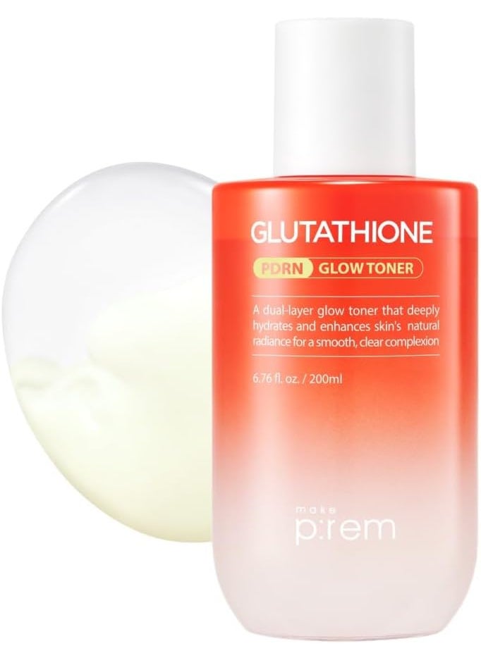 Make P:REM Glutathione PDRN Glow Toner, Antioxidant Radiance Booster with Dual Layer Moisture & Smoothing Formula for Sensitive Skin, Korean Skin Care, 6.76 fl oz, 200ml