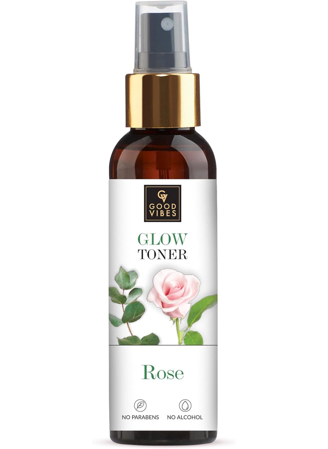 Good Vibes Rose Glow Face Toner Spray | Balances pH | Minimize Pores | Refreshing & Hydrating Facial Mist | Paraben & Alcohol Free | 4.06 Fl Oz/120ml