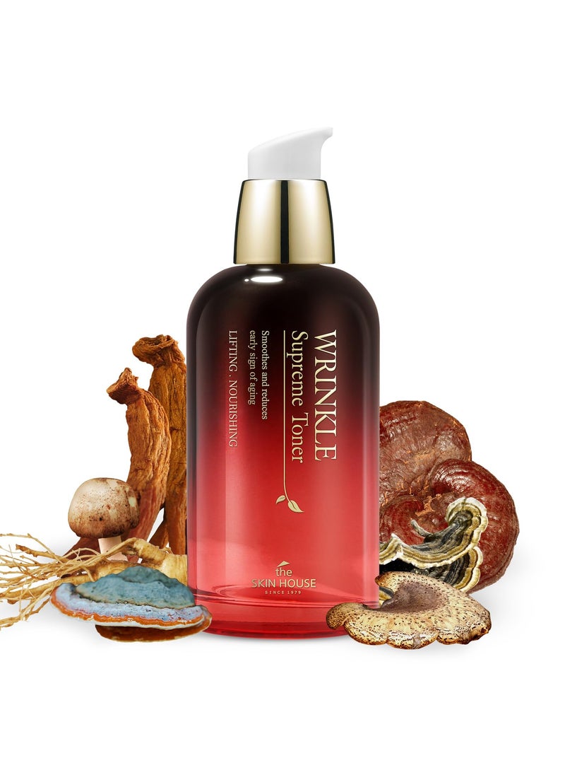 The Skin House Wrinkle Supreme Toner 4.39 fl.oz Wrinkles, Fine Lines, Firming, Nourishing | Red Ginseng, Mushroom, Adenosine | Korean Toner, Skin Care, 130ml