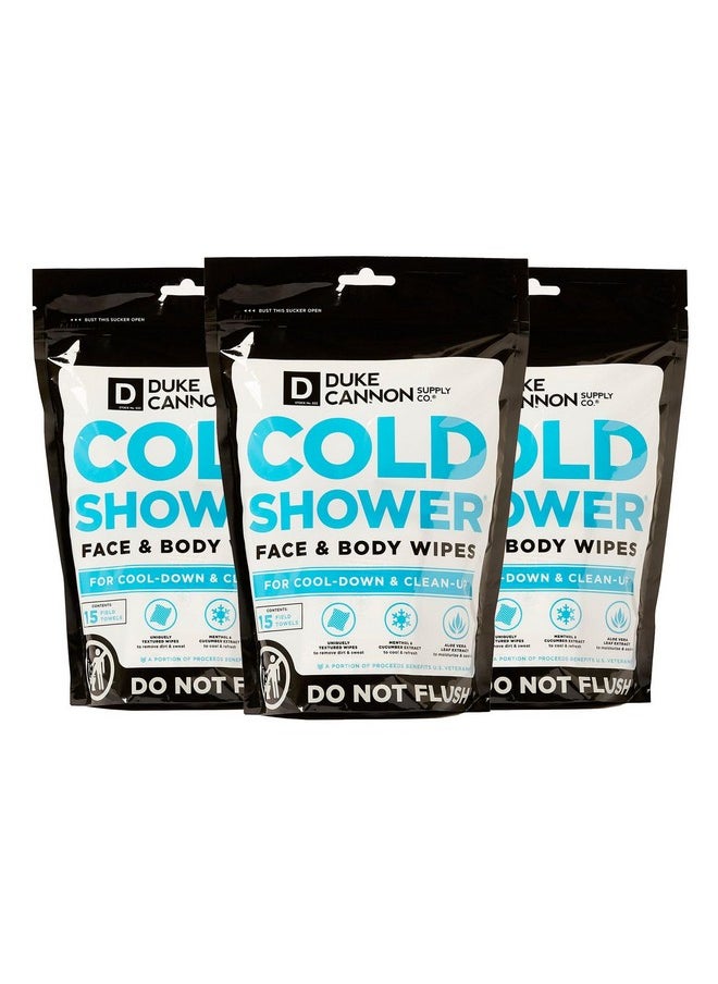 Duke Cannon Cold Shower Cooling Field Towels - 45 Pack, Menthol-Infused for Instant Cooling, Aloe, Jojoba & Chamomile, Individually Wrapped for Freshness