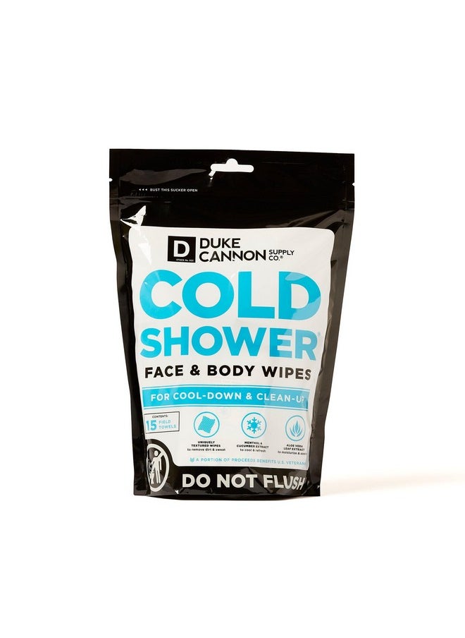 Duke Cannon Cold Shower Cooling Field Towels - 45 Pack, Menthol-Infused for Instant Cooling, Aloe, Jojoba & Chamomile, Individually Wrapped for Freshness