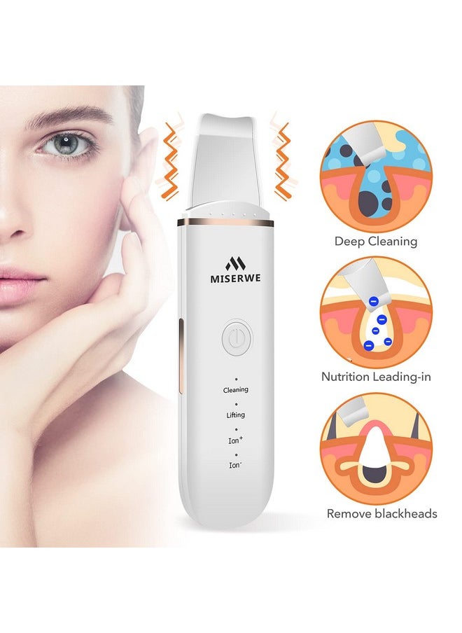 Skin Scrubber Face Skin Spatula Facial Scrubber Spatula for Deep Cleansing Blackhead Remover Pore Cleaner with 4 Modes (White)
