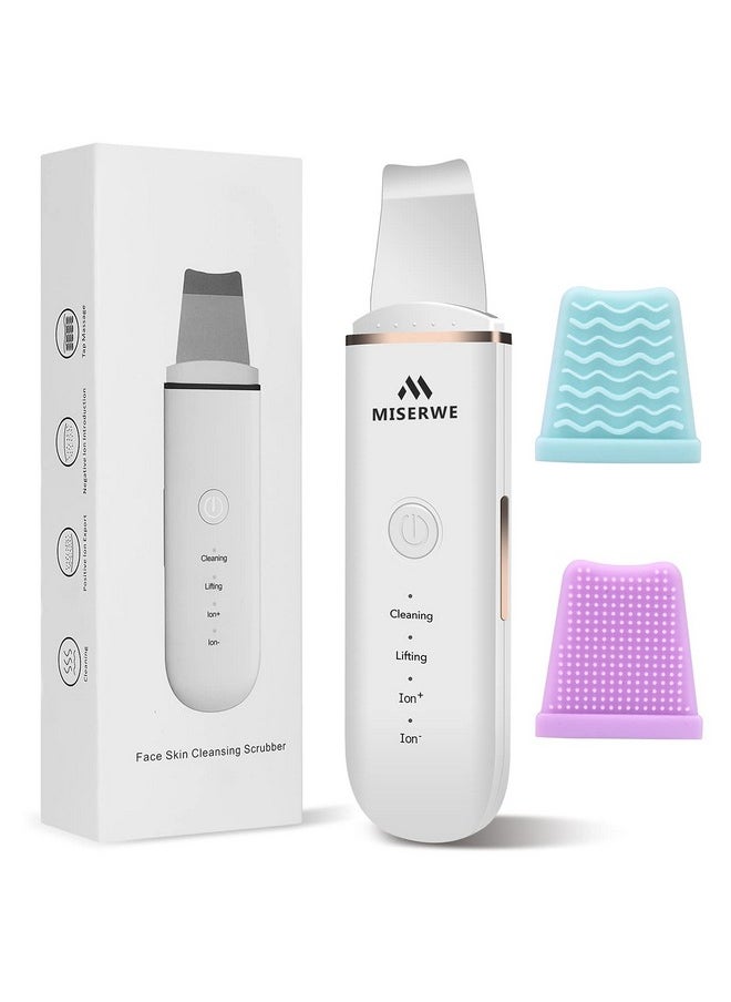 Skin Scrubber Face Skin Spatula Facial Scrubber Spatula for Deep Cleansing Blackhead Remover Pore Cleaner with 4 Modes (White)