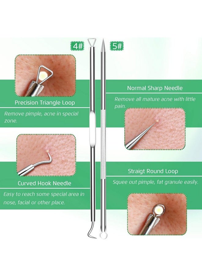 5PCS Blackhead Remover Comedone Extractor, Curved Blackhead Tweezers Kit, Professional Stainless Pimple Acne Blemish Removal Tools Kit