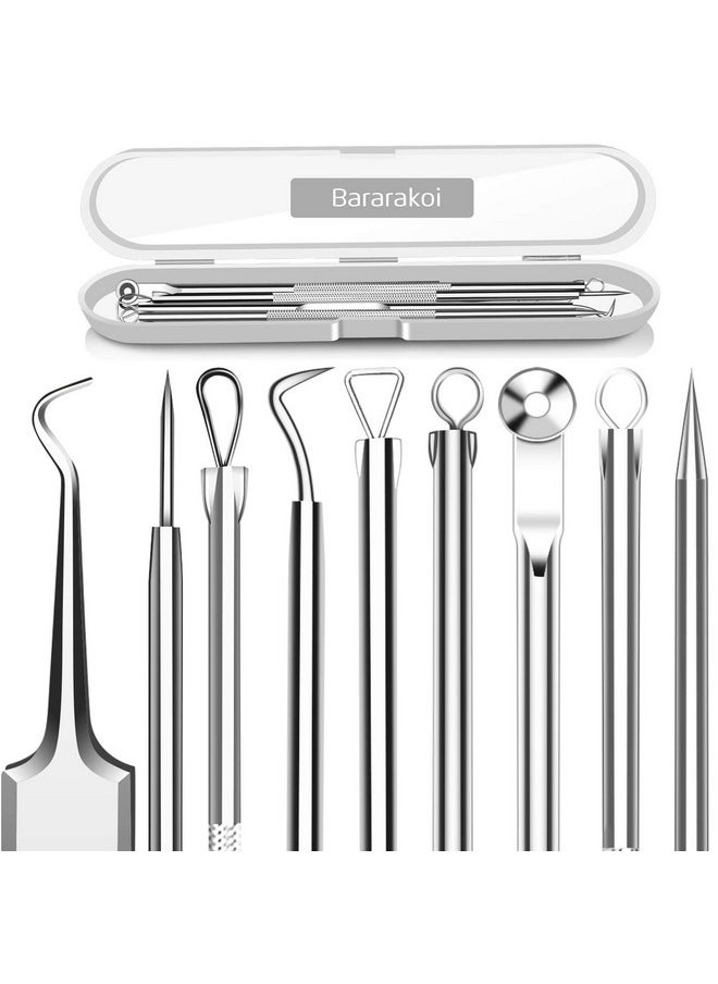 5PCS Blackhead Remover Comedone Extractor, Curved Blackhead Tweezers Kit, Professional Stainless Pimple Acne Blemish Removal Tools Kit