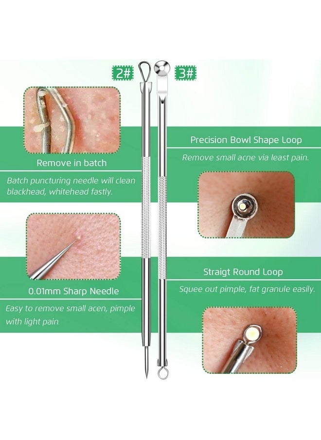 5PCS Blackhead Remover Comedone Extractor, Curved Blackhead Tweezers Kit, Professional Stainless Pimple Acne Blemish Removal Tools Kit