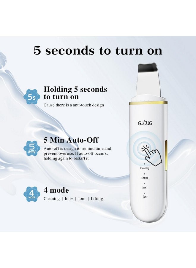 GUGUG Skin Scrubber Face Spatula Skin Spatula Pore Cleaner Blackhead Remover Tools for Facial Deep Cleansing-4 Modes -White