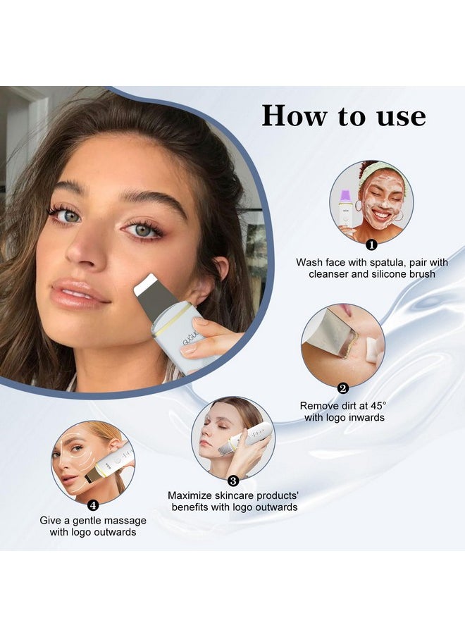 GUGUG Skin Scrubber Face Spatula Skin Spatula Pore Cleaner Blackhead Remover Tools for Facial Deep Cleansing-4 Modes -White