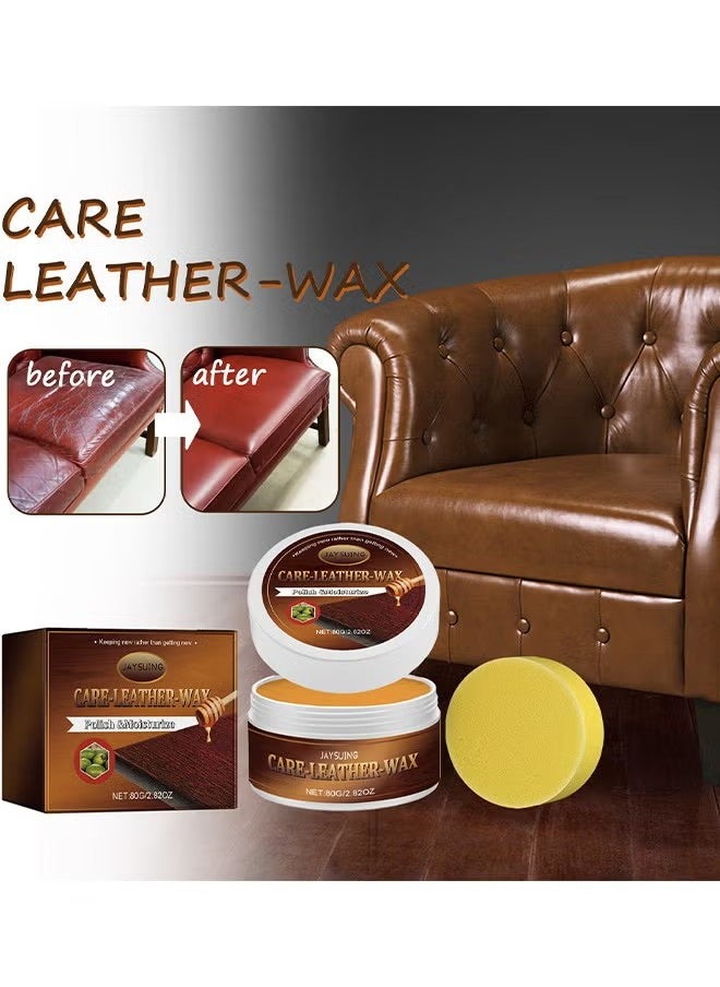 Leather Care Wax, Furniture Leather Scratch Remover, Leather Couch Scratch Repair, Leather Salve With Sponge, Leather Salve For Furniture, Suitable For Furniture Leather Sofa Car Seats, 80G