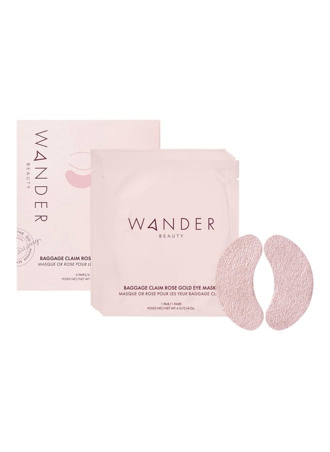 Wander Beauty Baggage Claim - Rose Gold Foil Under Eye Patches For Dark Circles and Puffiness - Under Eye Mask Depuffs & Firms - Brightening Eye Mask for Under Eye Bags (6 Pairs)