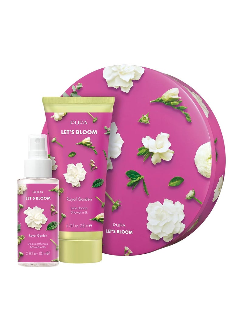 Pupa Milano Let's Bloom Kit, Royal Garden, 2 Pc - Shower Milk and Scented Water - Body Wash - Body Mist - Hydrating Body Wash - Skin Care Gift Set