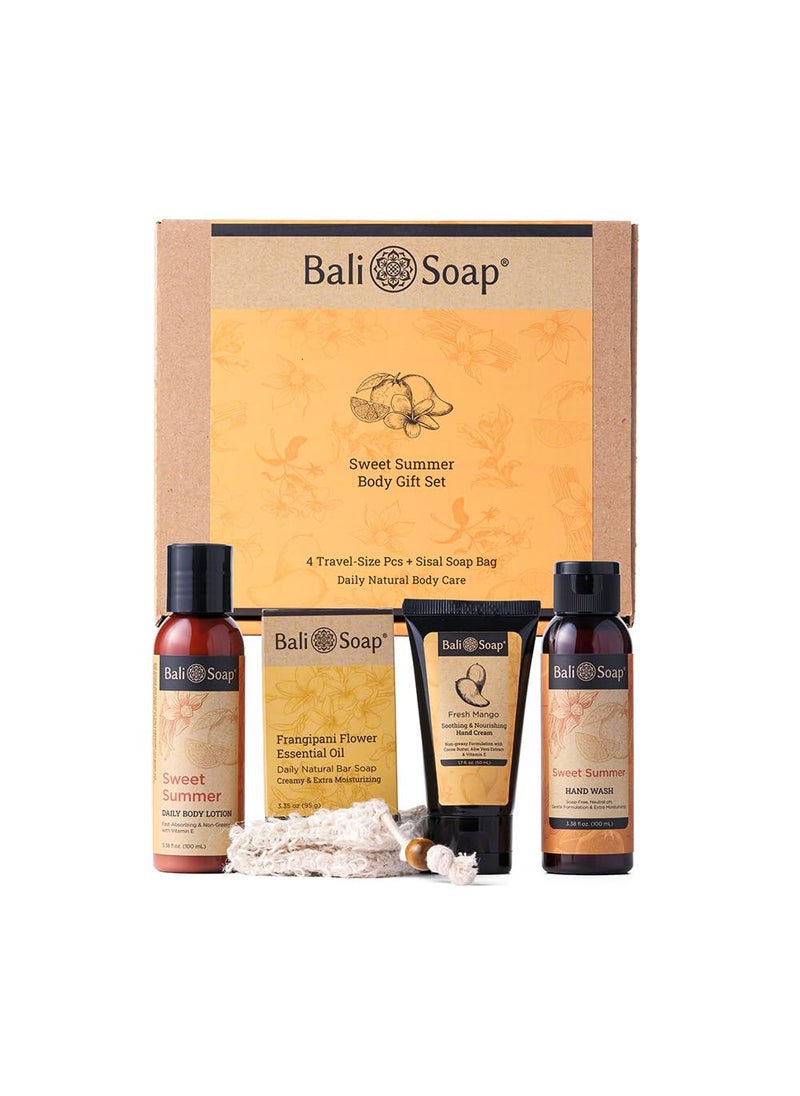 Bali Soap - Sweet Summer - Mix 5-Piece Travel Size Women Body Gift Set, Sweet Tropical Scent, For All Skin Types
