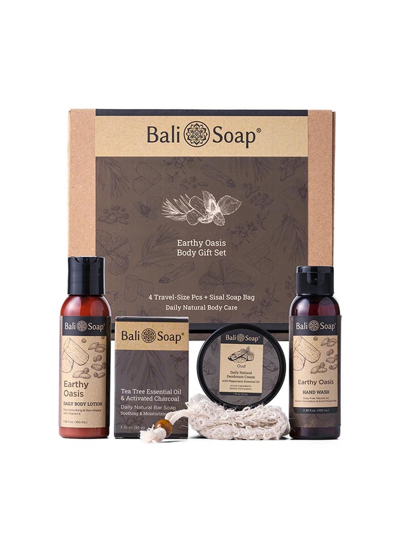 Bali Soap - Earthy Oasis - Mix 5-Piece Travel Size Men Body Gift Set, Earthy Masculine Scent, For All Skin Types