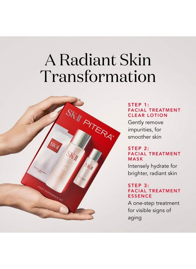 SK-II First Experience Skin Care Set - Gift Set Includes Treatment Face Masks, Facial Essence & Face Toner - Helps Improve Dryness, Refine Skin Texture & Reduce Fine Lines & Wrinkles (4 Count)