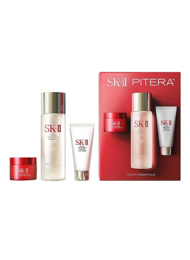 Pitera Youth Essentials Kit, (Cleanser 0.7 Oz + Essence 2.5 Oz + Advanced Airy Cream 0.5 Oz)