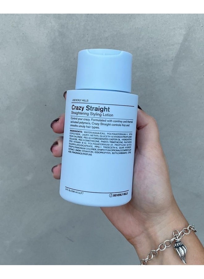 J Beverly Hills Blue Crazy Straight Styling Lotion with Vitamin B5 for Frizz Control, 8 Oz