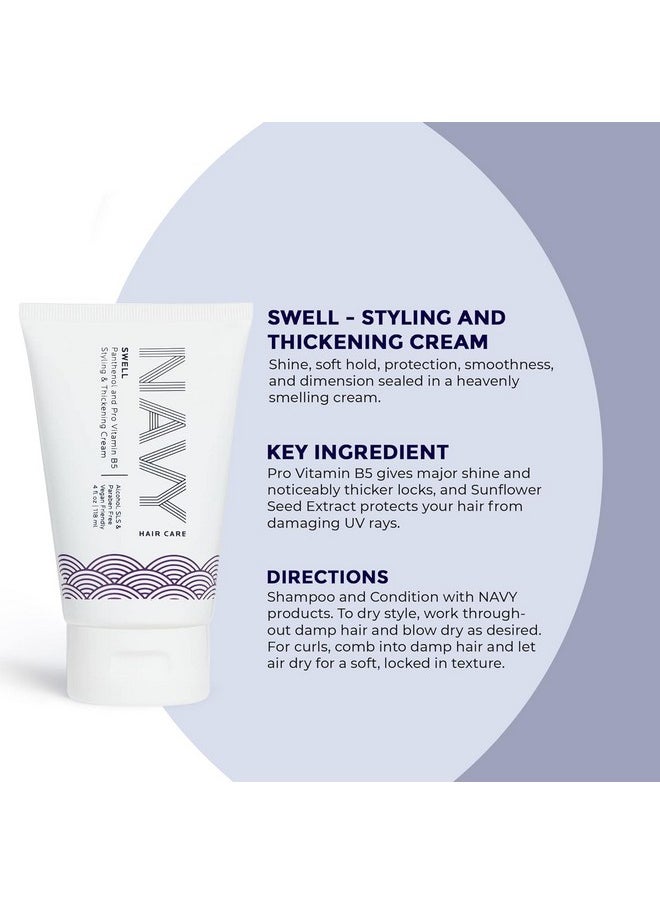 NAVY Swell Hair Styling Cream for Voluminous Looks | 4 oz / 118 mL Thickening Cream for Thin, Flat, Fine or Weak Hair of Men & Women