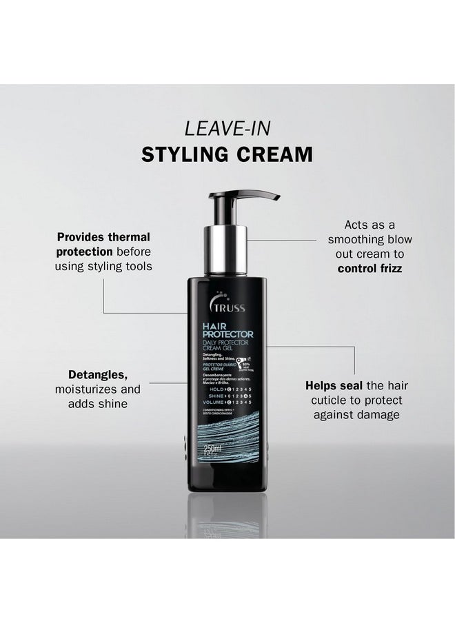 TRUSS Hair Protector - Powerful Heat Protectant + Blowout Cream - Easy-to-Use Blow Dryer + Detangler Spray with Strong Thermal Protection for Hair - Smoothing Anti Frizz Blow Dry Cream - (240 ml)