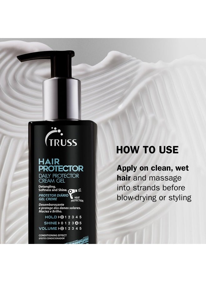 TRUSS Hair Protector - Powerful Heat Protectant + Blowout Cream - Easy-to-Use Blow Dryer + Detangler Spray with Strong Thermal Protection for Hair - Smoothing Anti Frizz Blow Dry Cream - (240 ml)