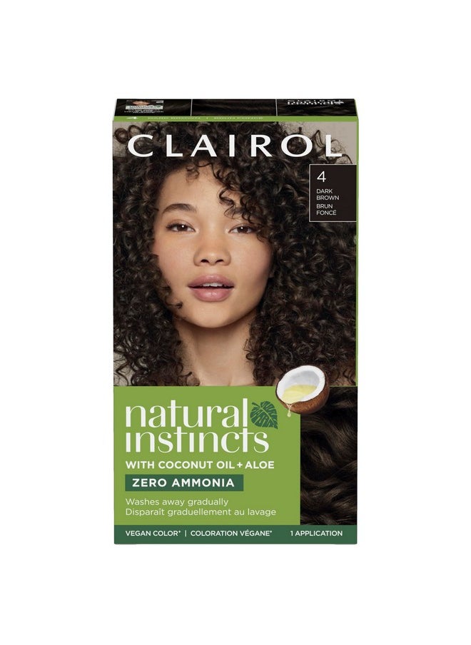 Clairol Natural Instincts Demi-Permanent Hair Dye, 4 Dark Brown Hair Color, Pack of 1
