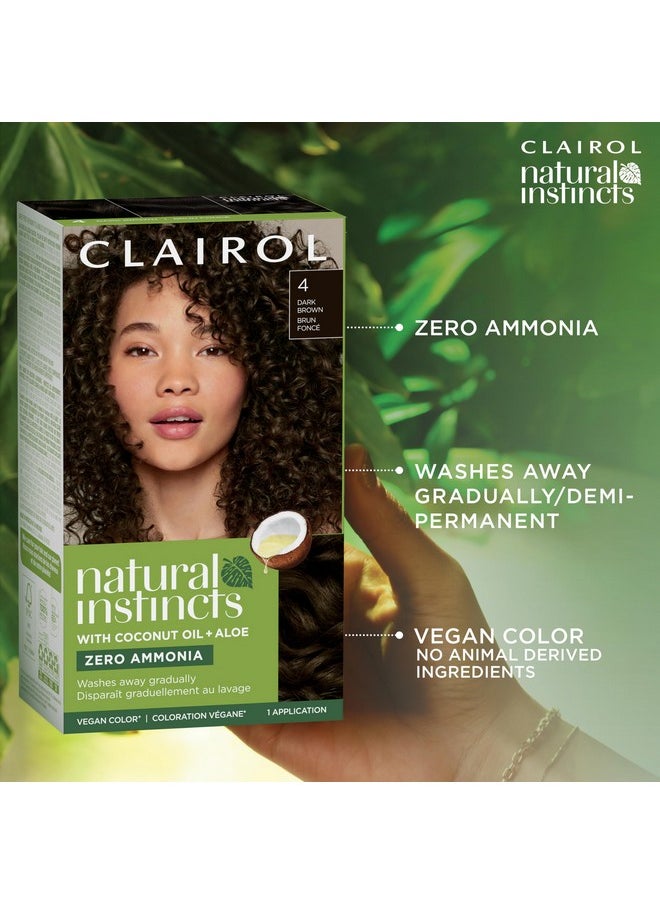 Clairol Natural Instincts Demi-Permanent Hair Dye, 4 Dark Brown Hair Color, Pack of 1