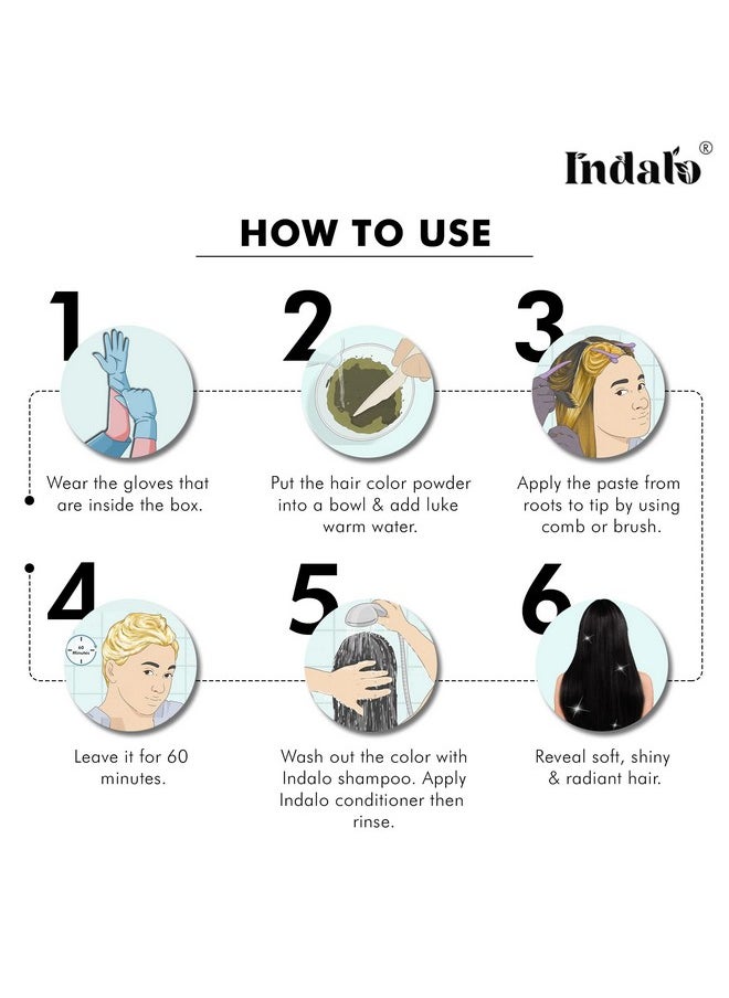 Indalo Natural Hair Color Soft Black | No Ammonia, No Paraben, No PPD, Soft Black Hair Color | Suitable for Men & Women (100g)