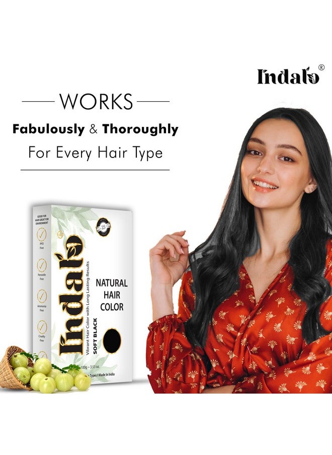 Indalo Natural Hair Color Soft Black | No Ammonia, No Paraben, No PPD, Soft Black Hair Color | Suitable for Men & Women (100g)