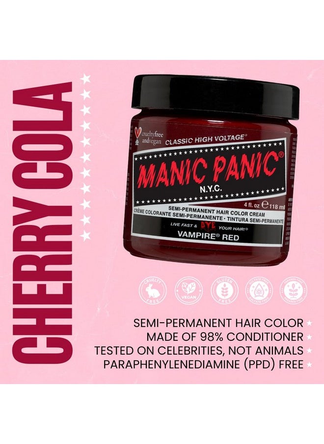 MANIC PANIC Vampire Red Semi Permanent Hair Color - Cruelty Free, Vegan Classic Dark Red Hair Dye - Safe to Create & Mix Custom Shades (4oz)